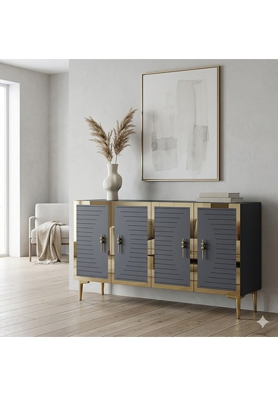 Ka1207ag Tuna Konsol Ve Tv Sehpası Antrasit-gold 120cm