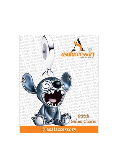 Stitch Gülen Charm Asafaccessory Gümüş