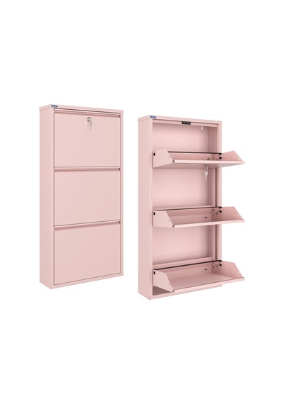 Ceha Kilitli 3'lü Metal Ayakkabılık - Toz Pembe/blush K.AYK-3/M3885/KL