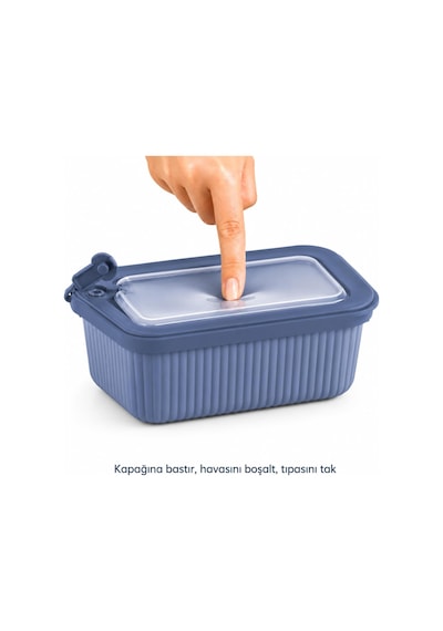 Vakumlu Silikon Kapaklı Plastik Saklama Kabı Seti, 3.5 Litre, Mikrodalga Ve Derin Dondurucu İçin Sefer Tası, Gıda Depolama Kutusu, Bpa İçermez 600/1100/1800 Ml Mavi, Dikdörtgen