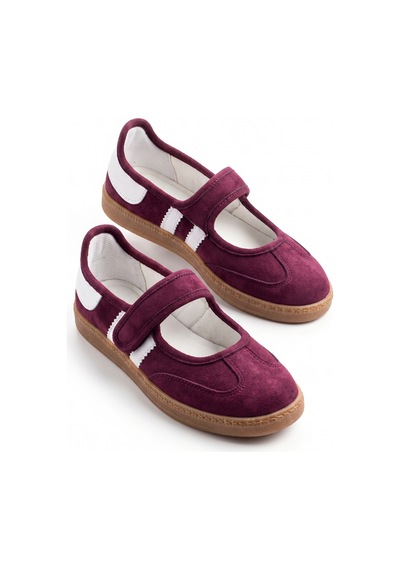V.s.h Velvet Bordo Süet Cırtlı Mary Jane Babet Ayakkabı /mary-2466
