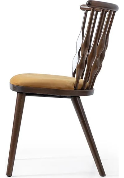 Natura Retro Ahşap Sandalye Ceviz - Sarı
