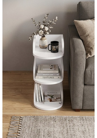 Northcity Yan Sehpa Suntalam Beyaz 60x43 Cm Abanoz - Beyaz