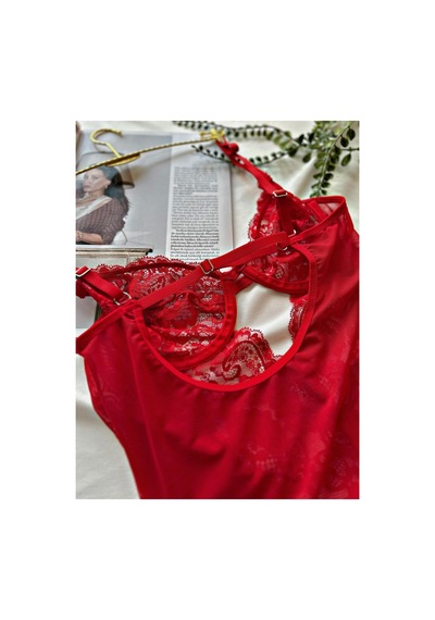 La Linaa Elanor Kırmızı Çıtçıtlı Dantelli Transparan Balenli Bodysuit Koyu Kımızı - 699340148 Koyu Kımızı La Linaa Elanor Kırmızı Çıtçıtlı Dantelli Transparan Balenli Bodysuit Koyu Kımızı - 699340148 Koyu Kımızı