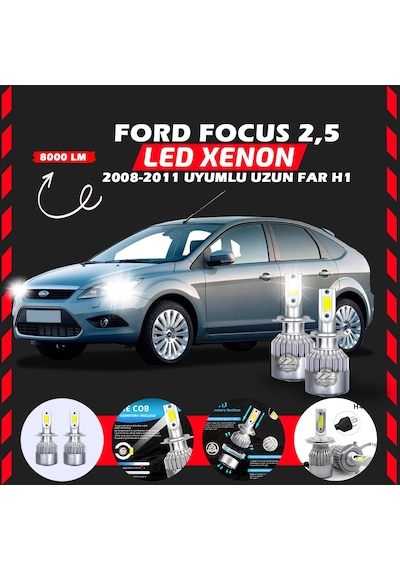 Ford Focus 2.5 2008-2011 Uzun Far Uyumlu Şimşek Etkili Led Xenon Performance Series H1