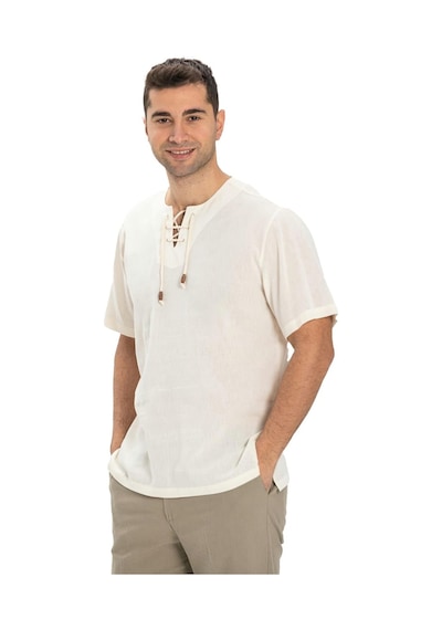 Kısa Kol Şile Bezi Zımbalı Erkek Yazlık Tshirt Krem 3002-krem Krem