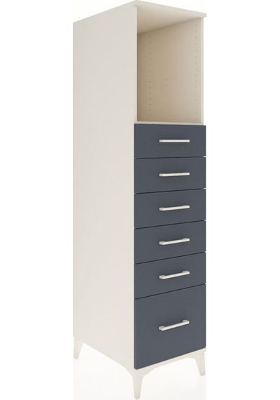 Kronos Dolap Tek Raflı 6 Çekmeceli 44x59x182 Aytaşı-antrasit Aytası