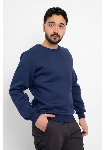 Dasüniforma Basic Baskısız 3 İplik Unisex Cepsiz Düz Sweatshirt Yuvarlak Yaka Sweat Lacivert