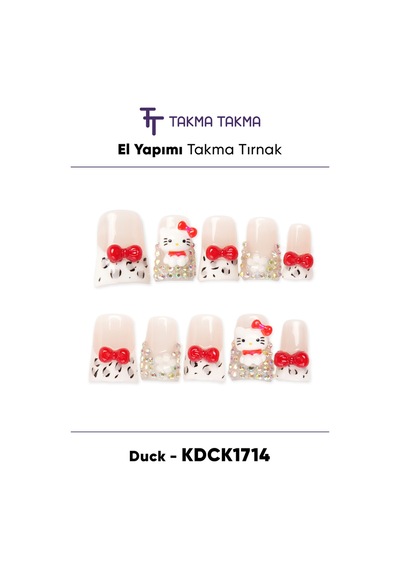 Kdck1714 Duck Ten 10'lu Tekrar Kullanılabilir El Yapımı Protez Takma Tırnak M