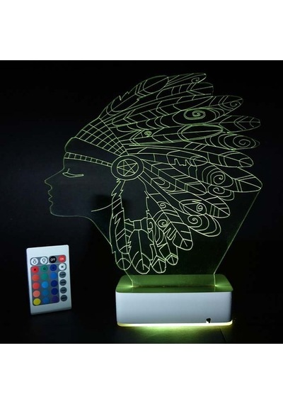 Özel Tasarım Kızılderili 3D Led Lamba