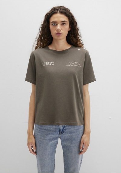 Mavi - Mavi Jeans Baskılı Yeşil Tişört 1613487-71550 Yeşil
