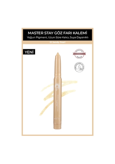 Alix Avien Suya Dayanıklı 11 Saat Kalıcı Yoğun Pigmentli Kremsi Göz Kalem Farı Master Stay 01 Sandy Pearl