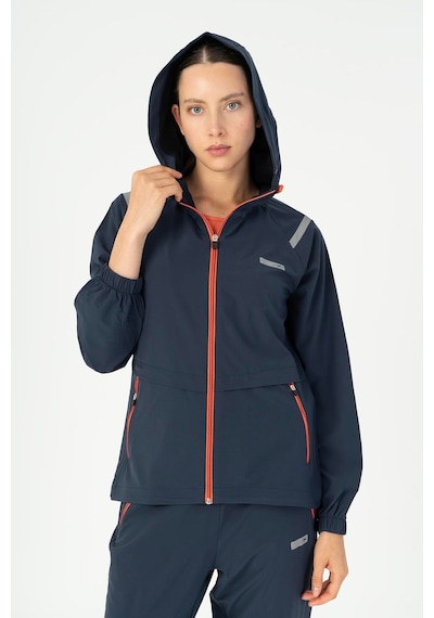 Maraton Regular Kadın Kapüşonlu Açık Lacivert Tracktop Lacivert