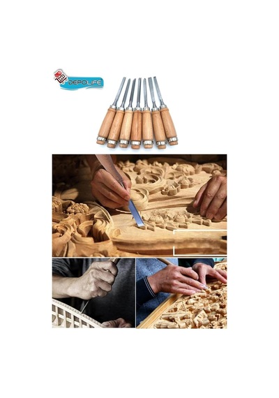 Ahşap Oyma Keski Iskarpela Bıçak Alet Seti Kaşık Kuksa Oval Oyma Yontma Torna Çakısı 7 Li Set