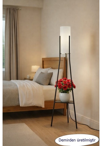 Luz Siyah Raflı Lambader 4011 Metal