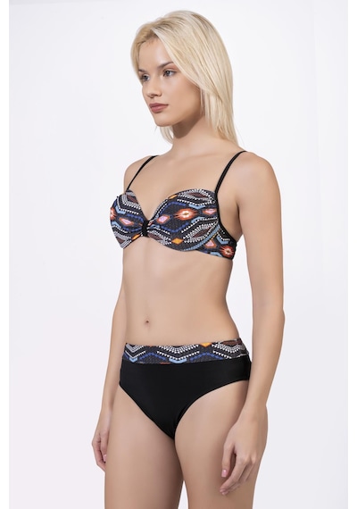 Endeep Kadın Geometrik Dokulu Desenli Balenli Destekli Bikini Takımı Siyah