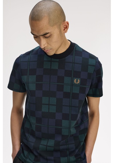 Fred Perry M1757 Black Watch Tartan Erkek Tişört Siyah
