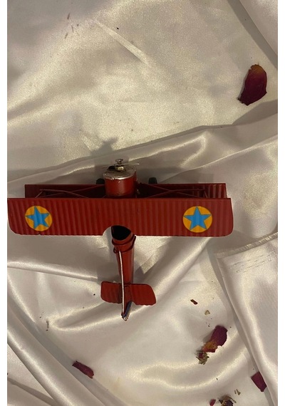 Metal Uçak Dekoratif Maket El Yapımı Oyuncak Teyyare Planör Kırmızı