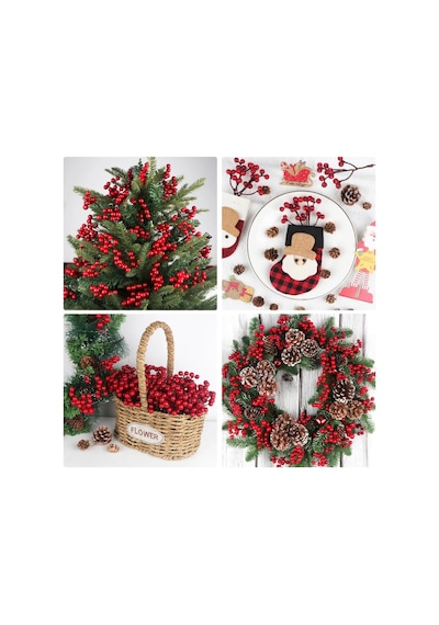 Yenigeldi 10 Adet 18 Cm Kokina Red Berry Yılbaşı Süsü Yılbaşı Uğuru T-105, Kırmızı Diğer
