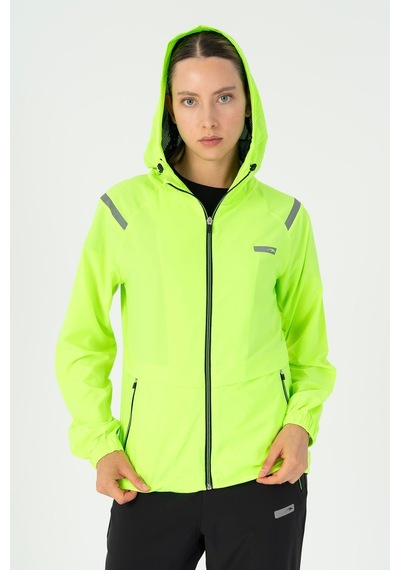 Maraton Regular Kadın Kapüşonlu Neon Yeşil Tracktop Yeşil