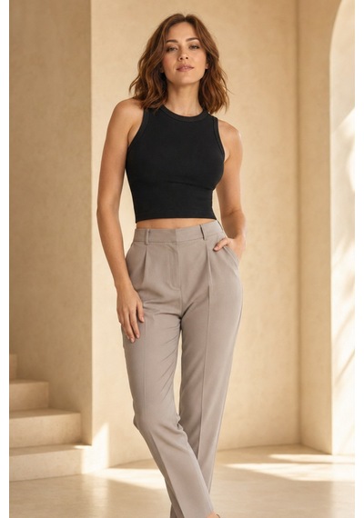 Loule Kadın 2'li Bisiklet Yaka Kolsuz Fitilli Crop Top Siyah-beyaz Siyah - Beyaz