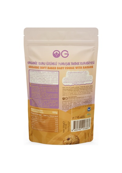 Og Natural Organik Kuru Üzümlü Yumuşak Bebek Kurabiyesi 125 G