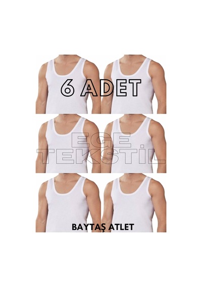Baytaş Ekonomik Pamuklu Erkek Beyaz Atlet 6 Adet