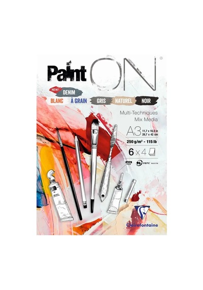 Clairefontaine Paint On Mix Media Dikişli 250gr 24yp A3 Karışık Teknik Çizim Blok - 5 Renk Kağıt