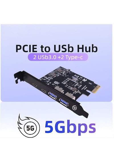 Npo 2ac 4 Portlu 2x Type-c Ve 2x Usb 3.0 5gbps Pcı-e Genişletme Kartı