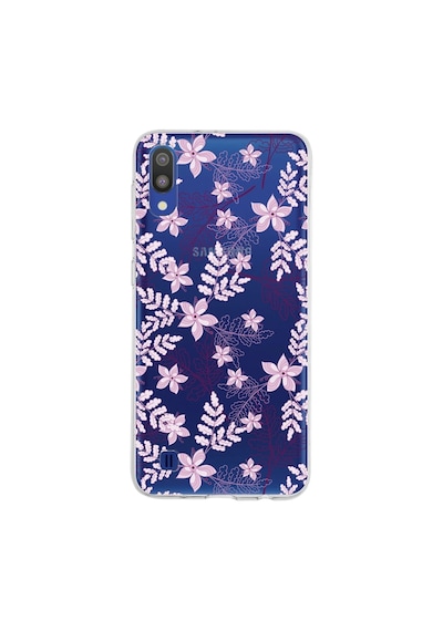 Samsung Galaxy Uyumlu M10 Kapak Floral Pudra Tasarımlı Şeffaf Silikon Kılıf
