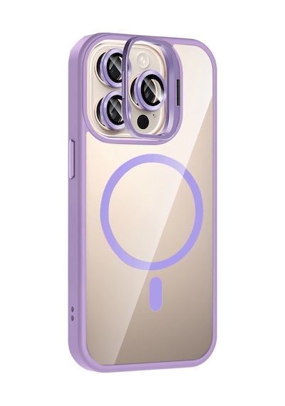 Joko Apple İphone 14 Pro Max Remim Lensli Magsafe Standlı Kapak - Lila 0.2M-Çok Renkli