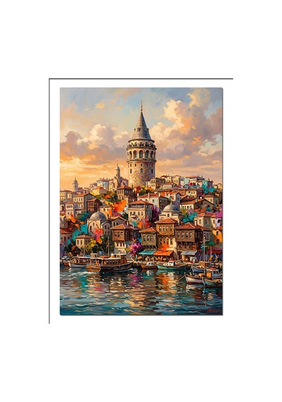 Galata Kulesi Ve İstanbul Manzara Dekoratif Kanvas - Mdf Ahşap Tablo