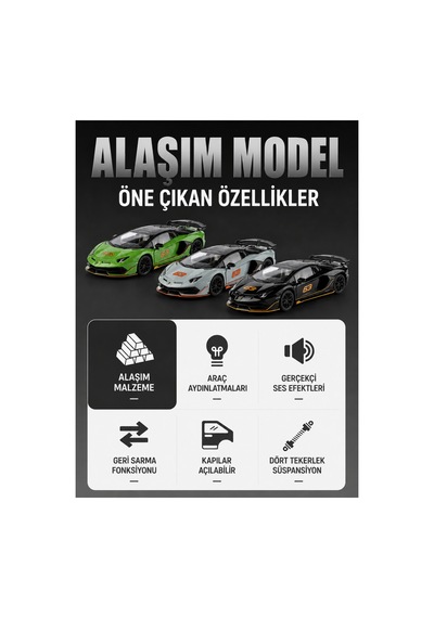 Lisanslı 1:24 Alaşım Lamborghini Aventador Svj Koleksiyonluk Die-cast Metal Araba Gri Çok Renkli