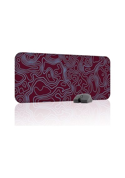 Bordo Mavi 70x30 Xl Taraftar Gaming Oyuncu Mouse Pad Kaymaz Taban Büyük Fare Altlığı Topography
