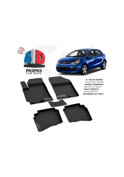 Kia Rio 3 4d Araca Özel Havuzlu Kauçuk Paspas 2011-2016