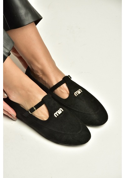 Fox Shoes Z820770502 Siyah Süet T-bantlı Mary Jane Babet
