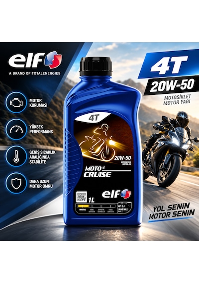 Elf Moto 4 Cruise 20w-50 4t Motosiklet Motor Yağı 1 L Maksimum Motor Koruması