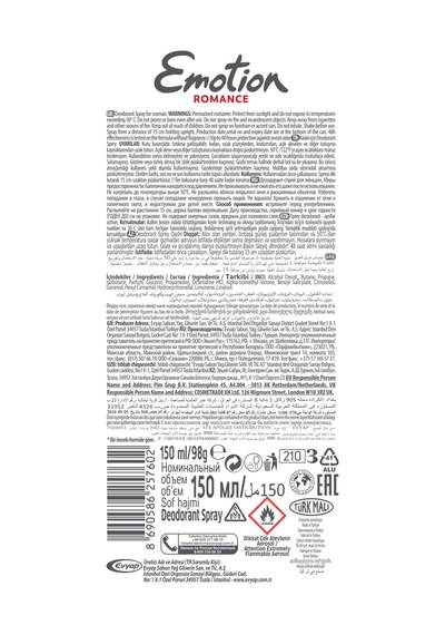 Romance Kadın Vegan Deodorant 6x150ML Hızlı Kurur, Leke Bırakmaz