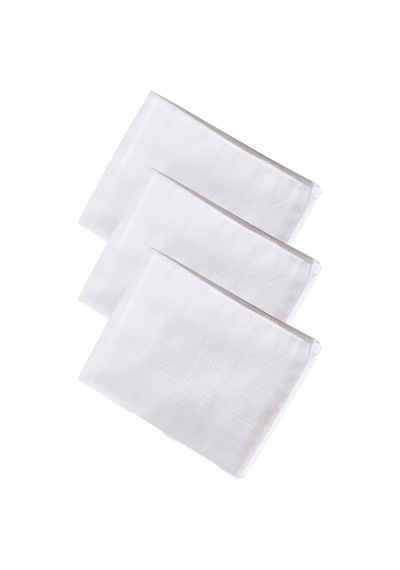 Elif Mira 3 Lü Özel Paket Premium Erkek Mendil Seti %100 Pamuk 42x42 Cm Beyaz Çok Renkli
