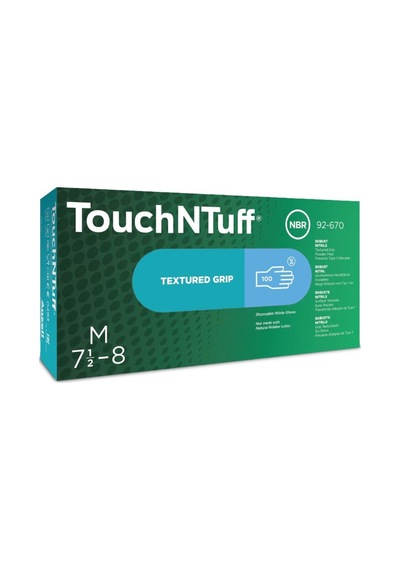 Ansell TouchNTuff® 92-670 Tek Kullanımlık Nitril İş Eldiveni (100 Adet/Kutu)