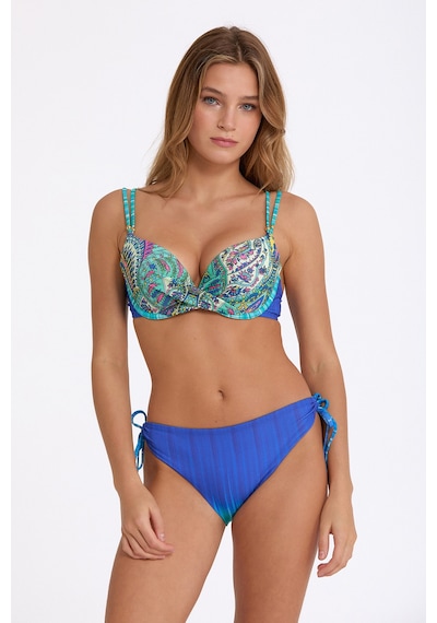 Argento Kadın Mavi Desenli Bağcıklı Slip Altlı, Double Push Up Kaplı Telli Bikini Takımı Mavi Argento Kadın Mavi Desenli Bağcıklı Slip Altlı, Double Push Up Kaplı Telli Bikini Takımı Mavi