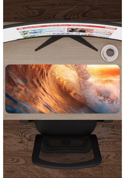 Dalgalar Kaymaz Dikişli Kauçuk Oyuncu Mousepad V1 - 70x30 Xl Gaming Mouse Pad Fare Altlığı