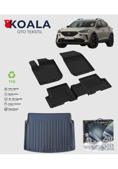 Cupra Formentor Alt Bagaj 2021 Sonrası Uyumlu Sahler Paspas + Bagaj Havuz Seti