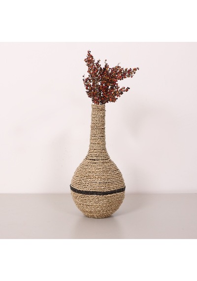 Garlıc Rafya Vazo - Saksı 22x42 Cm Bej