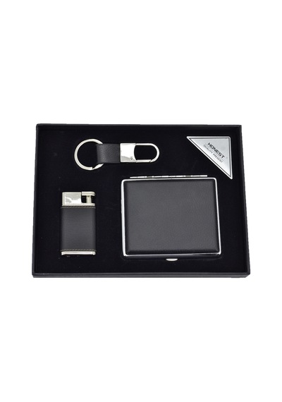 Honest Tabaka Çakmak Anahtarlık Set Siyah