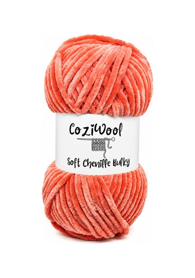 Kadife İp Soft Chenille Bulky 5'li Paket 5x100 Gr 120 Mt El Örgü İpi Mercan - 875823131