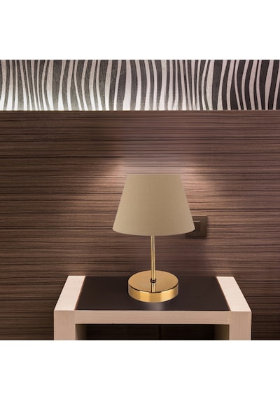Kuzey Gold Gövdeli Abajur Kahve Kumaş Yatak Odası Abajur Salon Okuma Köşesi Masa Lambası Kahverengi