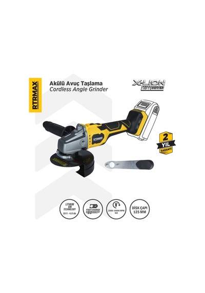 Rtrmax RTX3060B Şarjlı Avuç Taşlama Makinası Kömürsüz 125 mm - Akü Hariç