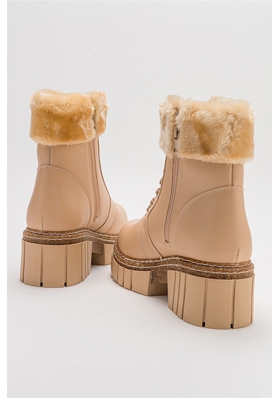 Luvishoes Jayla Bej Cilt Kadın Bot Bej