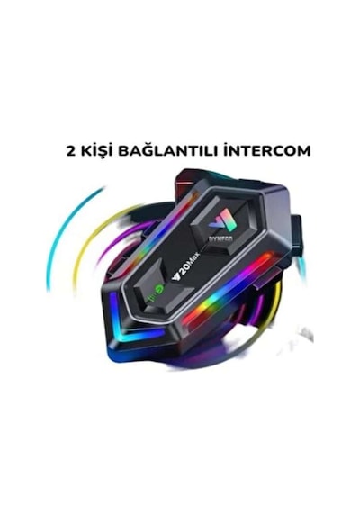 V20 Bluetooth 5.0 Motosiklet Kask Kulaklık Intercom Işıklı, Gürültü Engelleme, Uzun Pil